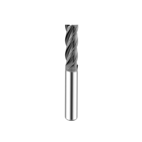 Carbide Square End Mill Four Flute One Piece Shank Three Eighth Inch For Milling Alloy Steels Hardened Steel Cast Iron With AlTiBN Coating