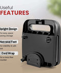 Back view of Go-To Panini Maker Grill Press For Quick Grilled Cheese And More 2 Slice with upright design and cord wrap