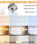 Six-Head LED Track Lighting Kit 40W dimmable in kitchen, 3000K warm, 4000K cool, 5000K daylight selectable, white finish