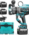 Heavy Duty Cordless Impact Wrench 1 Inch Drive Brushless Motor Provides 3000Nm Ultra High Torque and Powerful 3800 Ipms Rpm with two 5.5Ah batteries.