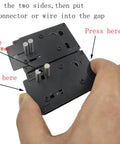 Gnarly Rc Connector Soldering Jig For Xt90 Xt60 Ec5 T Plug And Silicone Wires Smooth Wire Clamping Station For Lipo Battery Builds And Rc Rig Mods showing user pressing sides to secure wire.