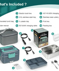 Electric Lunch Box For Adults, 100W 3.5L Two-Layer Heated Food Warmer With 304 Stainless Steel, 3-In-1 Fast Heating included items