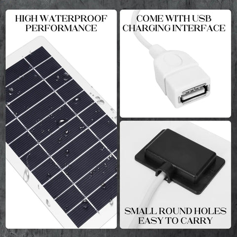 Dope Solar Charger Kit For Phones And Cameras, Portable Solar Panel with USB port and waterproof features, 5V 5W monocrystalline