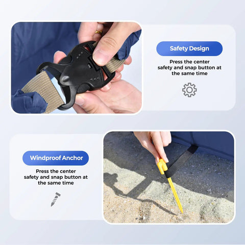 Close-up of the safety design and windproof anchor of the Inflatable Lounger Couch Air Sofa Hammock No Pump Needed 20 Second Inflation