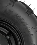 Close-up of 145/70-6 printing on 4 Pack 145x70-6 Tubeless Tires And Rims 6 Inch ATV Go Kart Quad Wheels With 3 Stud 78mm For 50cc To 125cc TaoTao Coolster Kazuma Dune Buggy Mini Bike Bundle