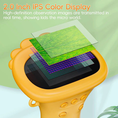 Totally Rad Kid Friendly Portable Digital Microscope With 2 Inch IPS Display And 1000X Magnification Handheld USB Microscope For PC Compatible A Cool Science Gift For Kids Students showing 2-inch IPS color screen