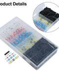 Rock Solid 420 Pc Solder Seal Wire Connector Kit With Heat Shrink Butt Terminals For Marine Auto And Home Electrical Wiring Projects Plus Color Coded Sleeves And Black Tubing For Watertight Seals, clear organizer case