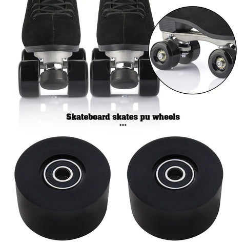 4 Pack 54mm Quad Roller Skate Wheels 80A Hardness With ABEC Nine Bearings Black Durable PU Replacement for Quad Skates