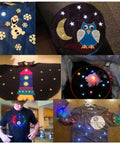 Various projects made with the LilyPad Sewable Electronics Starter Kit For Arduino Learning E Textiles; shirts and fabric with LEDs.