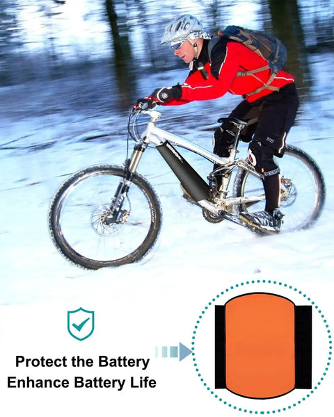 Set of 2 E Bike Battery Cover Protectors Reflective for Night Rides Shield Waterproof Dustproof Thermal Cover for Downtube Battery Fits 11.8 to 15.8 Inch Circumference