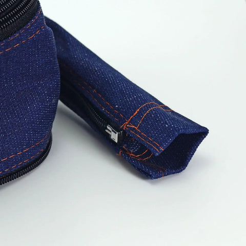Close-up of Blue Cowboy Zipper Jacket for TIG Welding Cable Cover and Plasma Cutter Torch Cable Shield 25 Feet Length.