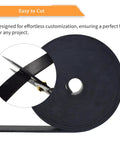 Heavy Duty Rubber Strips Quarter Inch Thick One Inch Wide Twenty Five Feet Long For Gaskets Sealing Bumpers Flooring Doors Cabinets DIY Projects Non Adhesive Solid Rubber Rolls For Protection And Abrasion Resistance shown being cut with scissors