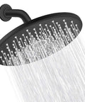 9 Inch Rain Shower Head With 200 Nozzles For Gentle Spa Level Water Flow And High Pressure Performance Large Surface Coverage Tool Free Installation Matte Black Finish EM 001