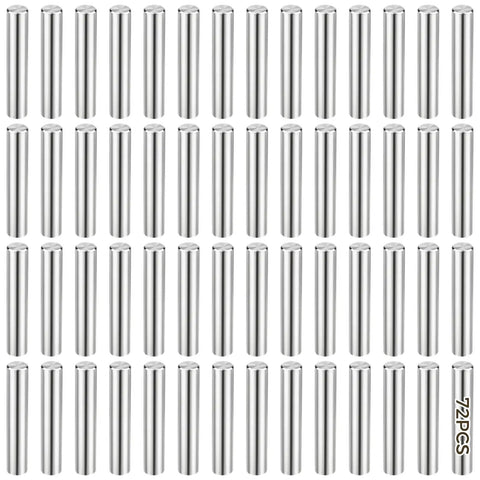 72 Pack Dowel Pins in Bearing Steel, Heavy Duty Precision Ground 3mm Cylindrical Alignment Pins, arranged in rows
