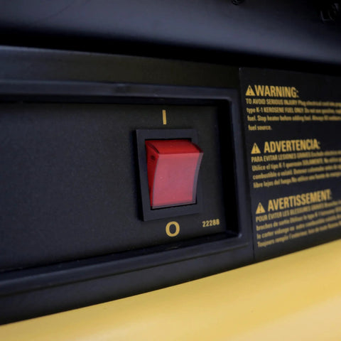 Control switch for High Output 80000 Btu Forced Air Kerosene And Diesel Portable Heater With Six Gallon Tank.