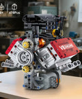 V8 Engine Building Set That Runs Build Your Own 8 Cylinder Engine With Battery And Motor 478 Pieces STEM Toy showcasing gears and pistons.