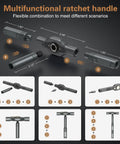 24 In 1 Magnetic Screwdriver Set With Detachable Ratchet Handle displaying components and assembly options