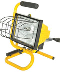 Halogen Work Light With Stand And Grip Handle, 500 Watt Portable Shop Light, Adjustable Lighting Angle, Lens Guard, Industrial Aluminum Housing