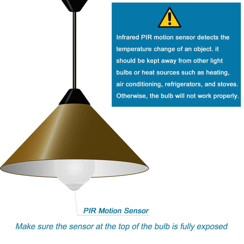 Outdoor And Indoor Motion Sensor LED Bulbs 9W A19 60W Equivalent 800 Lumens 5000K Daylight E26 Dusk To Dawn Motion Activated Security Lighting 2 Pack For Home Patio Entryway, PIR sensor exposed