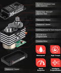 Waterproof And Beefy 35Kg High Torque Coreless Servo With Metal Gear In Durable Aluminum Shell For RC Cars Crawlers Trucks And Buggies Digital Servo With 180 Degree Sweep All Terrain Ready Heat Dissipation And Long Life featuring exploded view and metal gears.