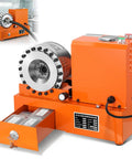 110V Electric Hydraulic Hose Crimper Machine With Eight Dies showing crimping head and storage drawer for dies.