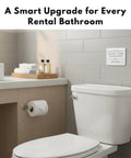 Bathroom scene with Do Not Flush Sign For Bathrooms White Acrylic Five By Three Point Five Inches above toilet