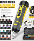 Pro Grade Torque Wrench And Screwdriver Set With 40 S2 Bits for Hex Torx in 10-70 Inch Pounds with case shown
