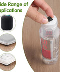 Eighty Piece Half Inch Square Self Adhesive Silicone Rubber Feet With Killer Non Slip Grip For Furniture Electronics And Appliances No Mess Peel Stick Bumper Pads That Hold Firm on a bottle and electronics.