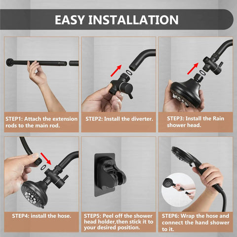 Adjustable High Pressure Dual Shower Head For Couples In Slick Matte Black Finish With Heavy Duty 304 Stainless Steel Build For Your Ultimate Bathroom Setup And Smooth Flow