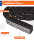 Close-up of MAGZO weather stripping door seal, black adhesive-backed foam, 1 in W x 1 in T, 13 ft total (two rolls)
