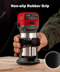 Compact Wood Router Tool With 6.5 Amp 1.25 HP Motor, non-slip rubber grip handle for precision woodworking