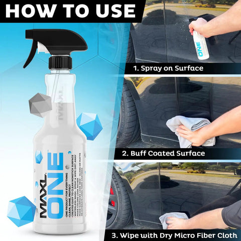 Step-by-step use of Waterless Car Wash Spray And Quick Detailer Kit With Triphene All Purpose Formula No Water Needed Easy Spray