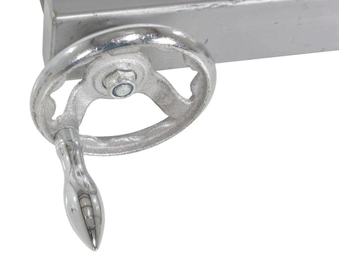 Close-up of adjustable hand crank on Heavy Duty Steel Reel Rotator Manual Work Positioner Attachment for lifting tasks.