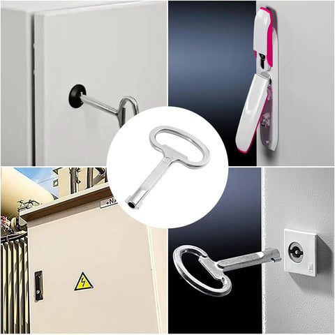 Image of a 6mm Hole Enclosure Key for Switchgear Cabinets Control Cabinets Network Cabinets GGD Cabinets AE Boxes in use.