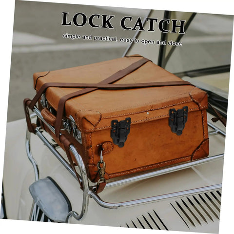 Vintage suitcase with Spring Toggle Latch For Wooden Boxes With Retro Duckbill Hasp Lock Hardware Kit on a car rack