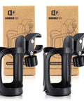 Pack Of 2 Stroller Cup Holders Universal Drinks Holder For Bikes Trolleys Or Walkers with black design and packaging