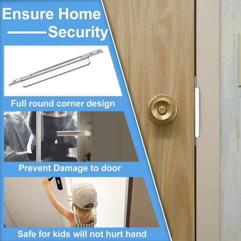 Image of full round corner design strike plate on door, illustrating security benefits and safety features for children.