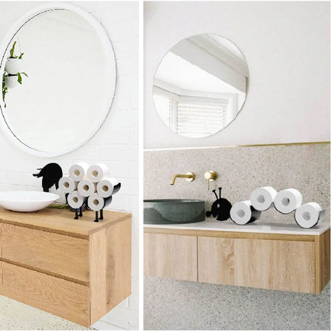 Playful Swan Shaped Toilet Paper Holder Stand Black Metal Bathroom Tissue Organizer For Eight Jumbo Rolls free standing