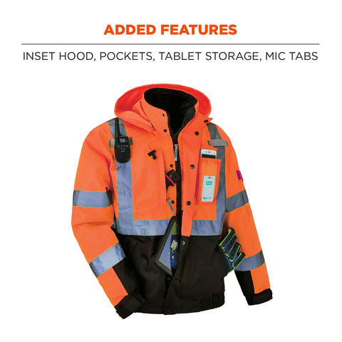 High Visibility Reflective Winter Bomber Jacket With Zip Out Fleece Liner Windproof And Water Resistant 300D Shell ANSI Compliant