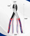 Heavy Duty Wire Cutter Crimper Tool For 10 To 22 AWG Terminals And Connectors Insulated And Non Insulated, dimensions shown