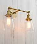Double Sconce Wall Light Set Vintage Industrial Antique Vibe with Two Oval Cone Clear Glass Shades E26 Compatible