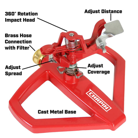Platform Impact Sprinkler with Base 360 Degree Automatic Rotation Wide Coverage Up To 5650 Sq Ft For Gardens And Lawns