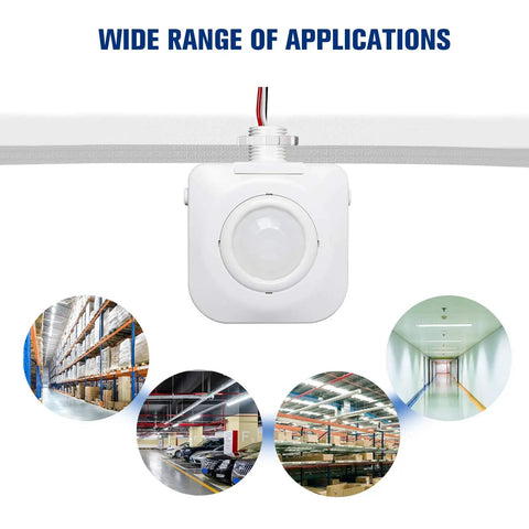 Ceiling Mounted Occupancy Motion Sensor Switch for wide applications, 360 Degree Passive Infrared Detection, Automatic High Bay Light Control.