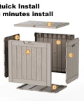 Assembly view of 30 Gallon Outdoor Deck Box Lockable Waterproof Storage For Garden Tools Cushions And Pool Accessories Weatherproof Resin Container