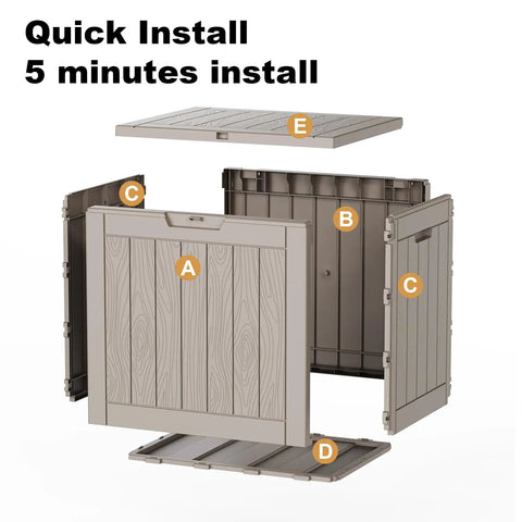 Assembly view of 30 Gallon Outdoor Deck Box Lockable Waterproof Storage For Garden Tools Cushions And Pool Accessories Weatherproof Resin Container