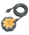 Rock Solid 15 Foot Heavy Duty Extension Cord With Weather Resistant Cover And Six Outlet Power Hub, 15 ft with grounded plugs.