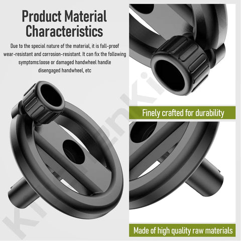 Tough As Nails Table Saw Hand Wheel 5140032-48 Replacement Part close-up view, durable black material, smooth knurled grip for DW745 models.