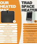 Comparison chart of Toasty Foot Warmer Under Desk Heater With Fast Heat And Auto Shut Off, Electric Heated Floor Mat versus traditional heater.