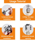 Usage tutorial for Professional PPR Pipe Threading And Reaming Tool Kit with steps for internal and external thread installation.