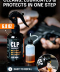 All In One Gun Cleaning Kit That Cleans Lubes And Protects All Moving Parts With A 6.8 Oz Sprayer bottle and needle oiler shown